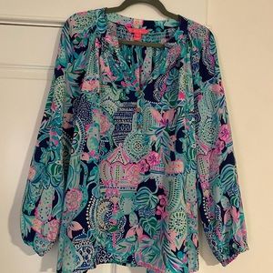 Lilly Pulitzer Elsa Silk Blouse Size L